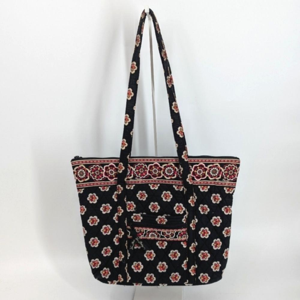 Vera Bradley Black Red Floral Retired Audrey Pirouette Zip Tote Shoulder Bag - Picture 2 of 9